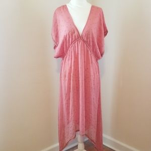 Pink Topshop Dress with Beads & Handkerchief Hem